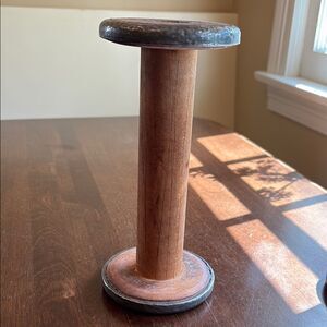 Wooden Spool with Metal Accents 8”